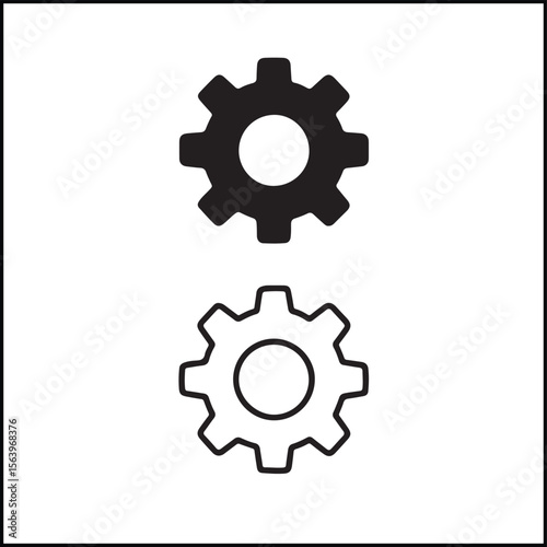 Cogwheel Icon Flat and Outline Vector