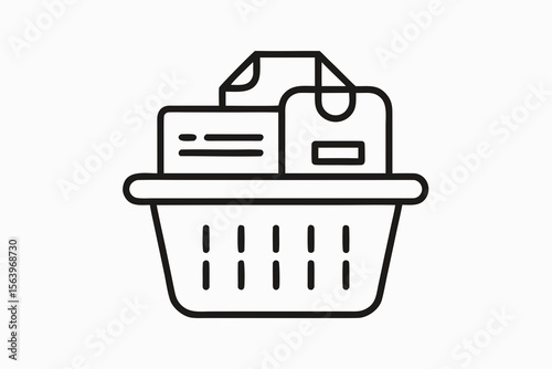 mono line shopping basket market cart icon