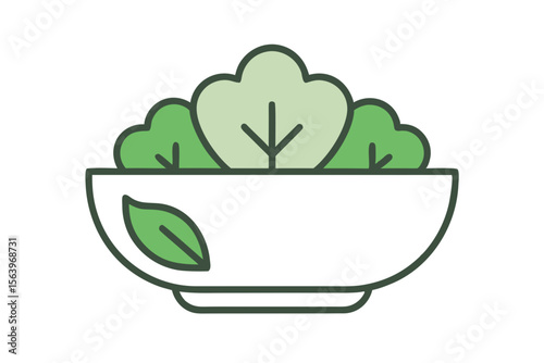 mono line salad bowl food health icon