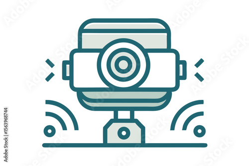 mono line smart cctv camera security icon