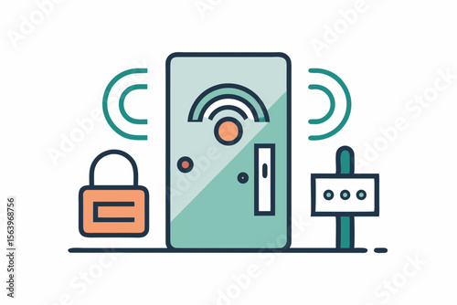 mono line smart door entry lock icon