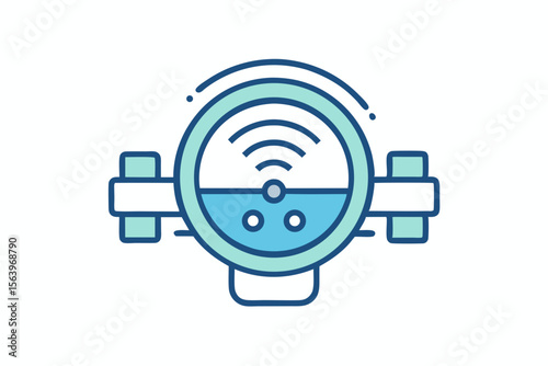 mono line smart water meter usage icon