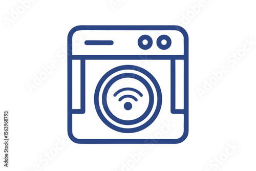 mono line smart washing machine laundry icon
