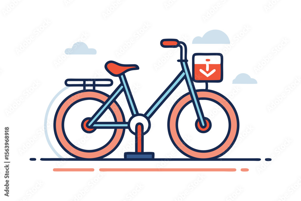 Fototapeta premium mono line vector icon bicycle sharing transport