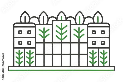 mono line icon urban vertical garden design