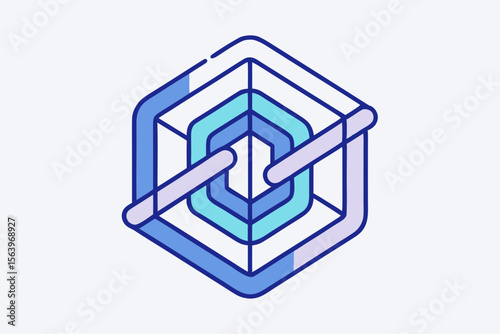 mono line vector icon blockchain technology network