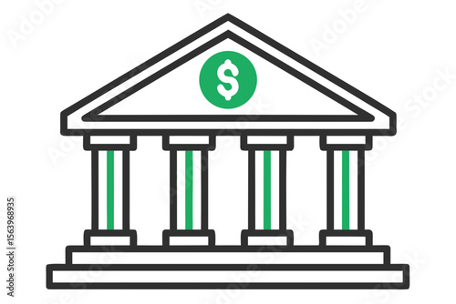 mono line vector icon bank building finance