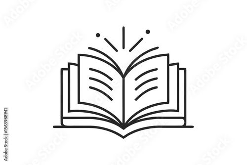 mono line icon open book education reading