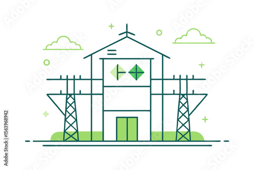 mono line icon electric substation power supply