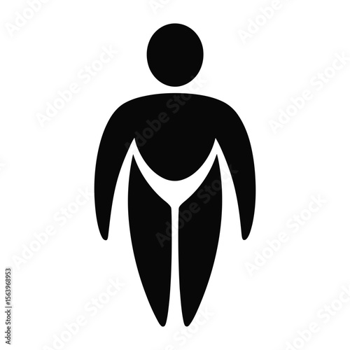 Black Silhouette of an Obese Person Simple Icon Graphic overweight body type