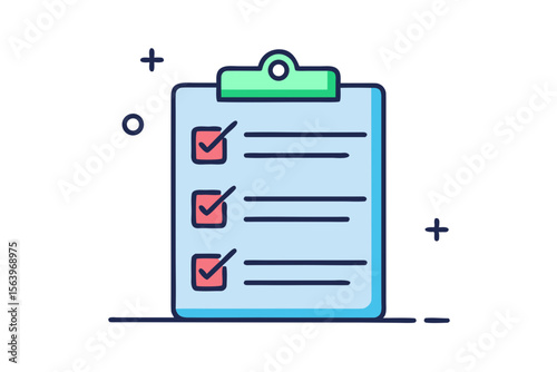 mono line vector icon checklist with marks