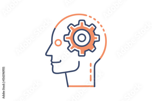 mono line vector icon human head profile