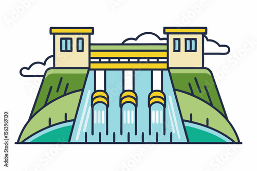 mono line vector icon hydroelectric power plant