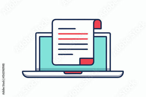 mono line vector icon laptop with features