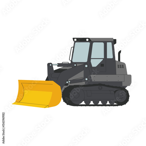 Bulldozer with snow clearing blade, vector illustration