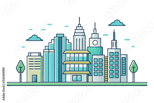 mono line vector icon modern city skyline