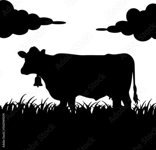 silhouette of a cow