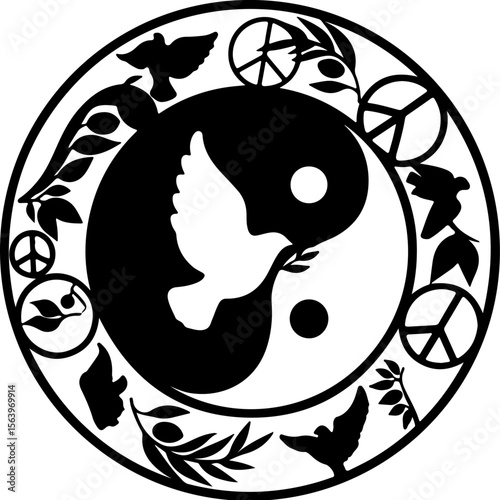yin yang symbol with black background