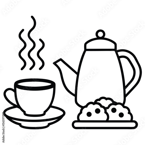A cheerful setting awaits with a yellow kettle steaming beside a fragrant cup of tea .