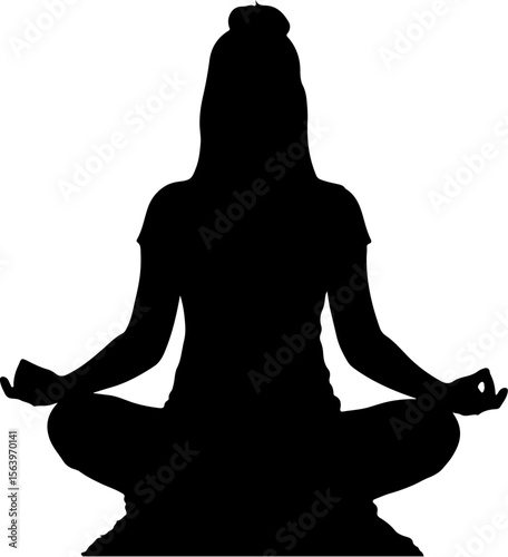 silhouette of a woman meditating