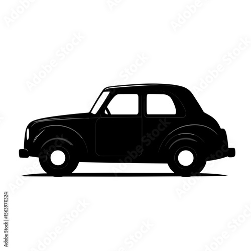 Black classic car silhouette with copy space for vintage design
