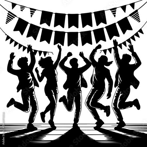 silhouettes of dancing people