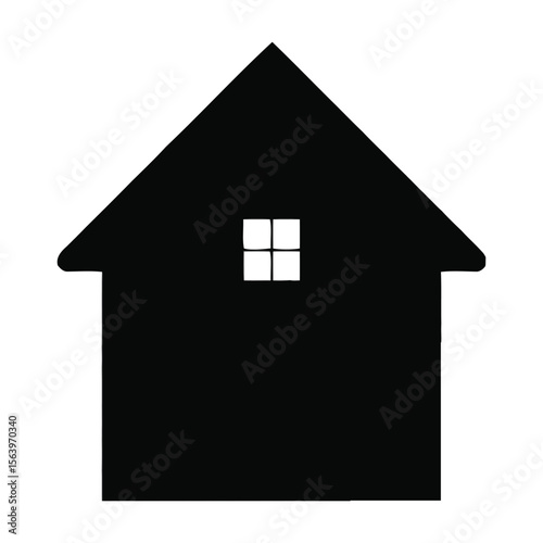 Black Silhouette Simple House Icon Single Window Home Symbol vector
