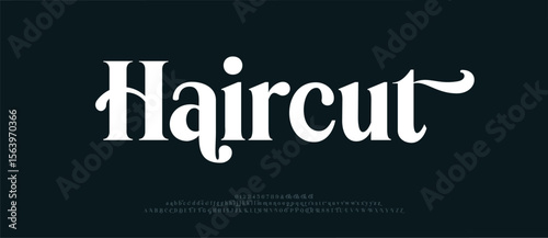 Haircut Minimal Fashion Design font alphabet. Typography typeface uppercase lowercase and number. vector illustration
