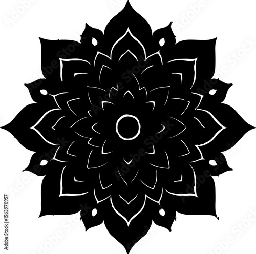 black and white abstract flower mandala