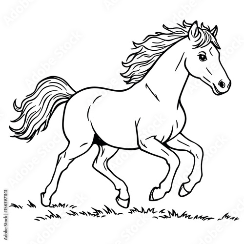 Beautiful Galloping Horse Line Art for Coloring Fun and Creative Expression for All Ages