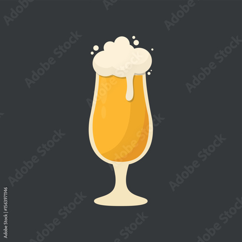 Glass of fresh light foamy beer - Vector illustration