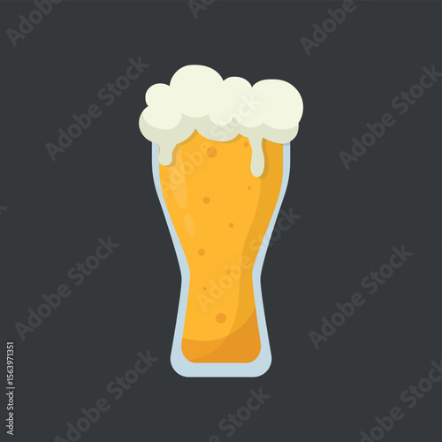 Glass of fresh light foamy beer - Vector illustration