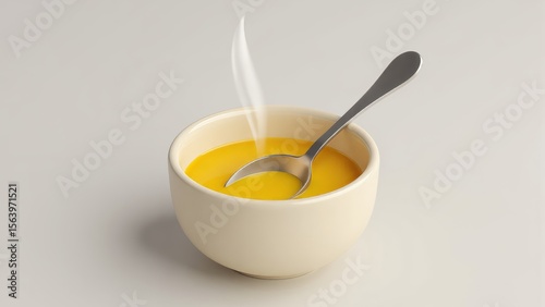 hot soup, creamy soup, soup bowl, steaming food, ladle, mixing bowl, whisk, warm food, 3D soup, comfort food
