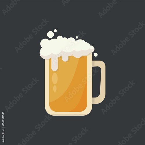 Large mug of fresh light foamy beer - Vector illustration