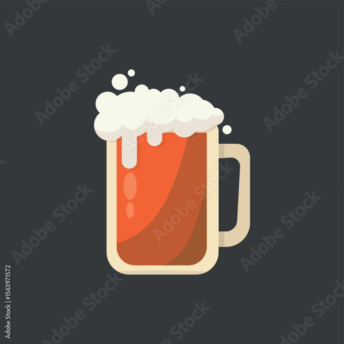 Large mug of fresh light foamy beer - Vector illustration