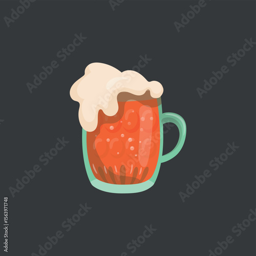 Large mug of fresh light foamy beer - Vector illustration