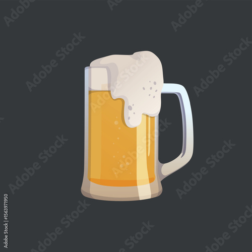 Large mug of fresh light foamy beer - Vector illustration