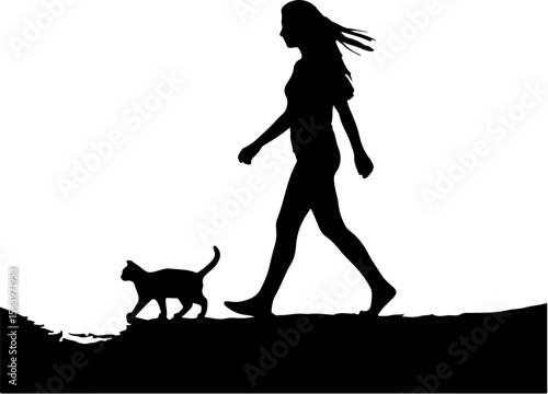 woman and cat