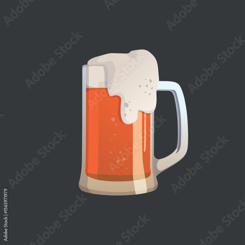 Large mug of fresh light foamy beer - Vector illustration