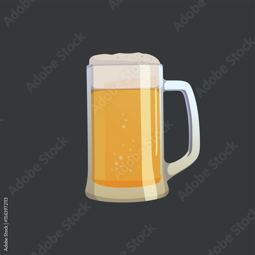 Large mug of fresh light foamy beer - Vector illustration