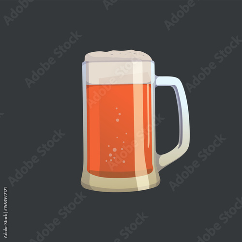 Large mug of fresh light foamy beer - Vector illustration