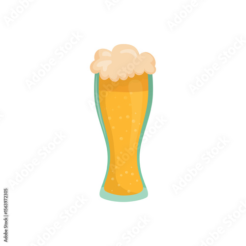 Glass of fresh light foamy beer - Vector illustration