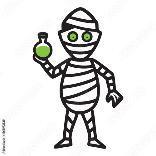Hand drawn sketch of a mummy character for halloween celebrations