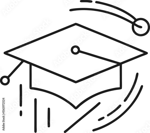 Graduation Cap and Diploma Outline Icon Set