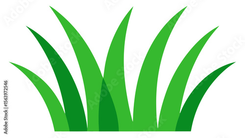 Simple illustration of green grass blades against a transparent background