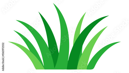 A clump of vibrant green grass blades against a transparent background