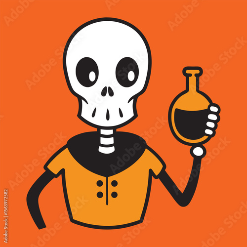 Spooky halloween skeleton graphic with colorful accents