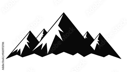 Stylized silhouette of jagged mountain peaks against a black background