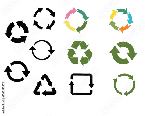 Recycle arrows loop vector illustration set design