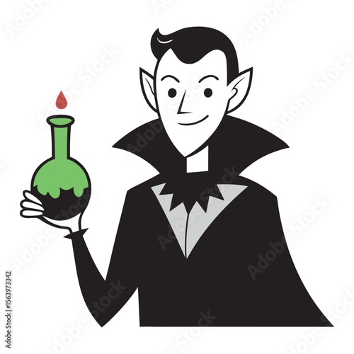Hand drawn sketch of a spooky vampire for halloween celebrations